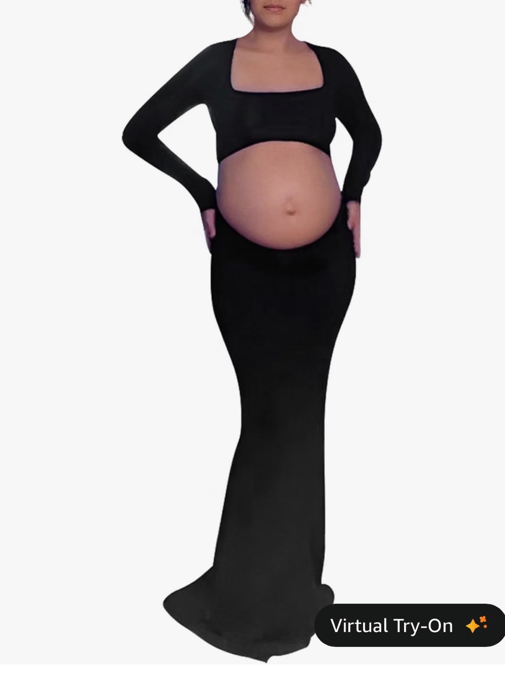 Maternity Black Cut-Out Long Sleeve Maxi Dress